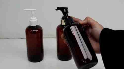 ZMA34 Amber Round Premium Empty Bottle with Golden Black Mist Spray Pump